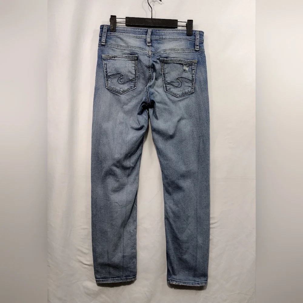 Silver Jeans Distressed Boyfriend Jeans Women's 26 Blue Boho Retro 90s Y2K Baggy - Picture 5 of 9